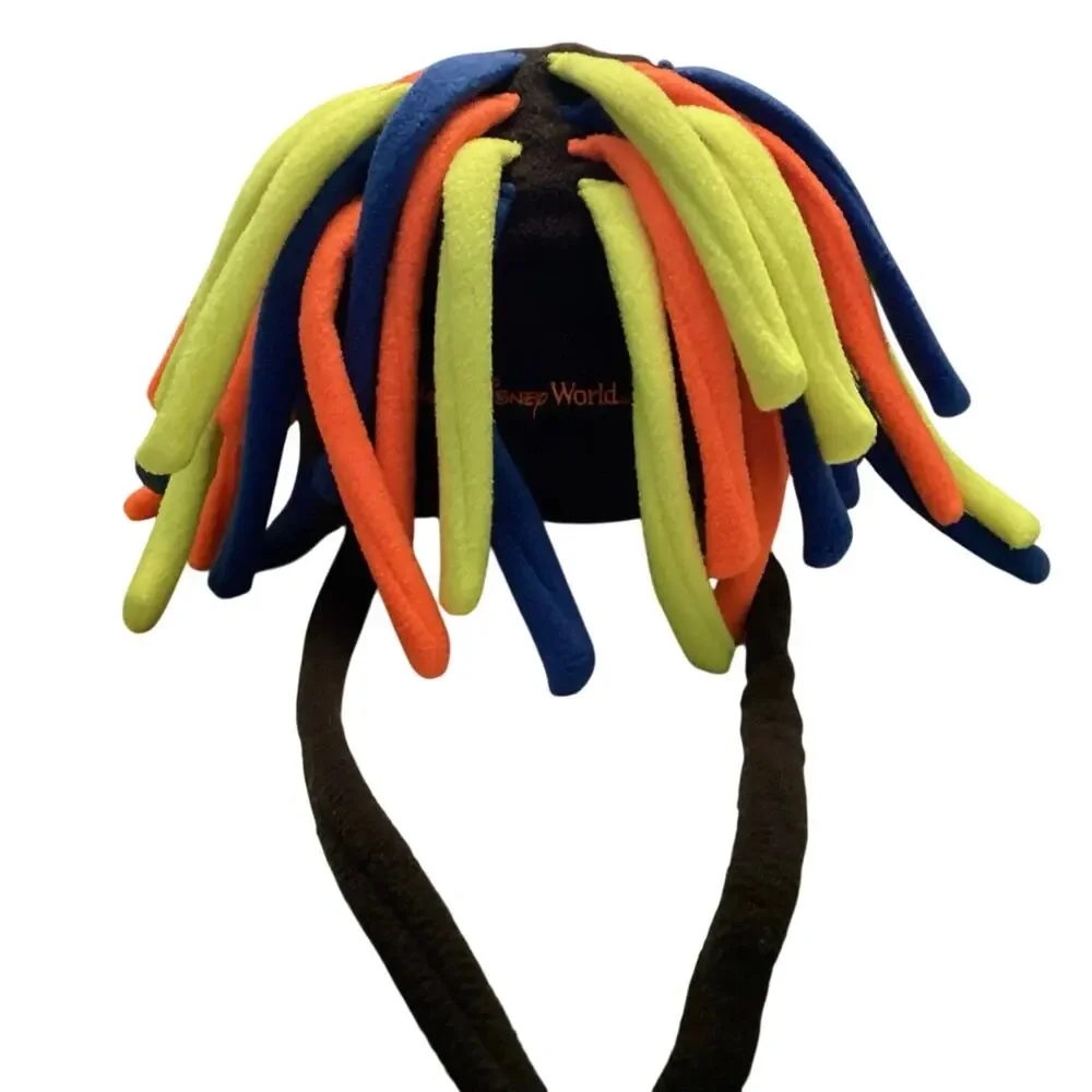 Vintage Disney Parks Goofy Neon Dreadlock Hat Ski Snowboard fleece 90s 2000s